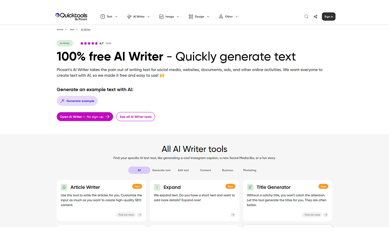AI Writer by Picsart