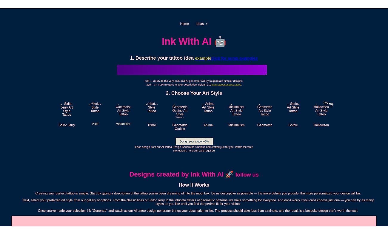 Ink With AI - tattoo designer
