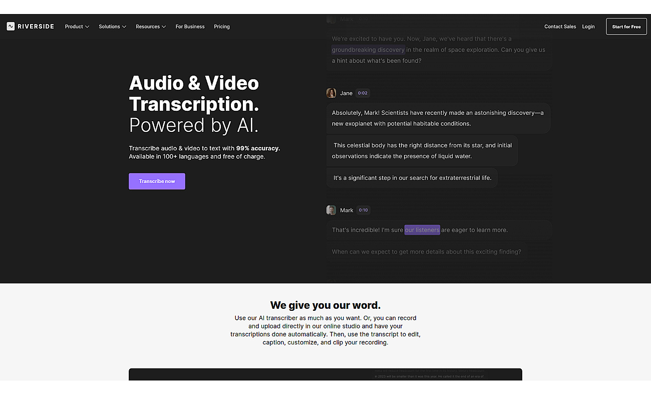 AI Transcription by Riverside