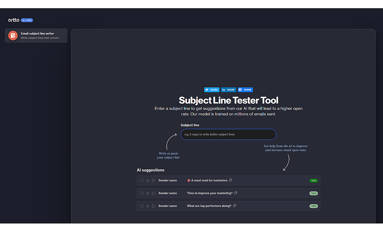 Ortto AI Subject Line Writer