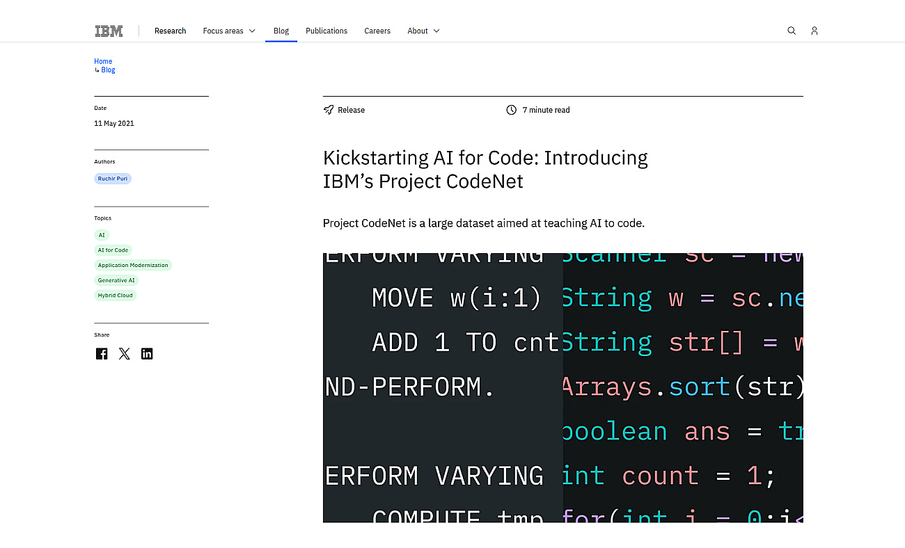 Project CodeNet by IBM