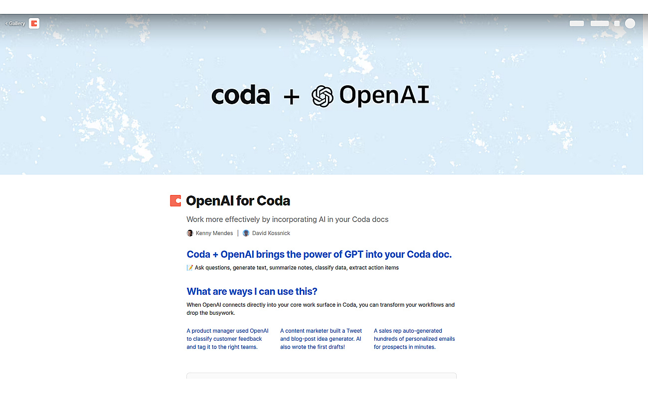 OpenAI for Coda