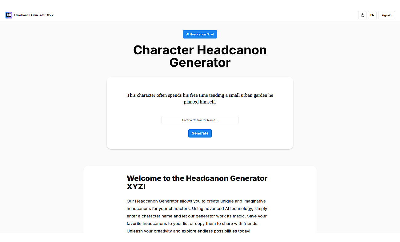 Headcanon Generator XYZ