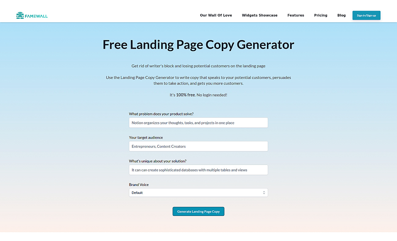 Landing Page Copy