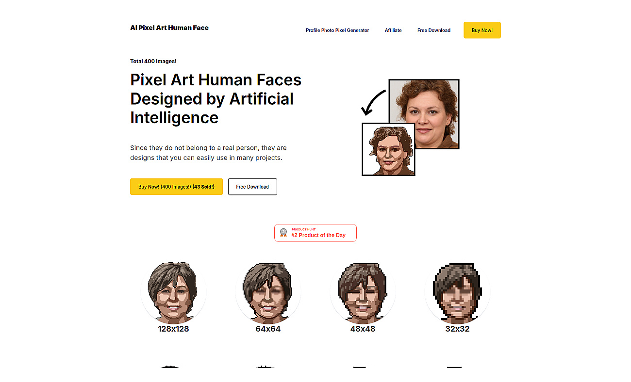 AI Pixel Art Human Face