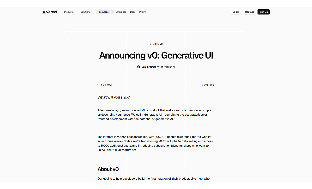 V0 Generative UI