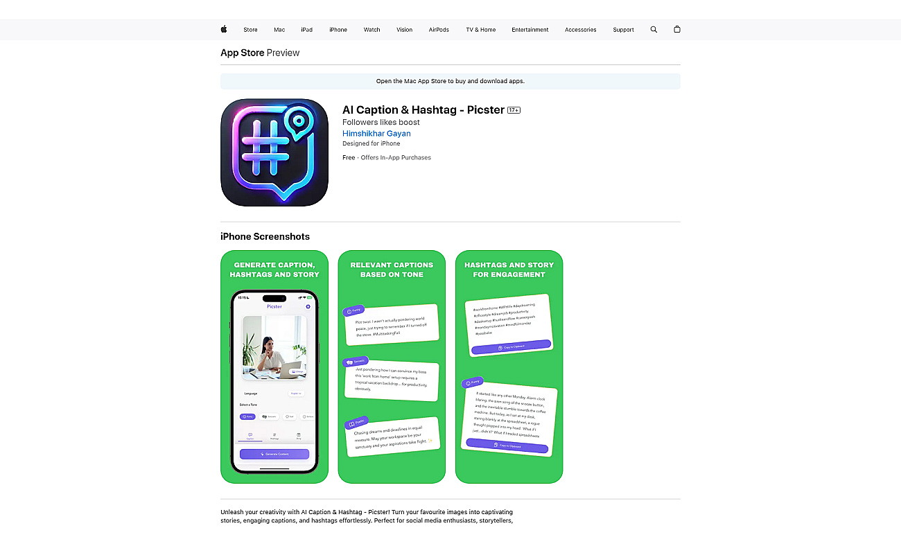 Picster - Caption and Hashtag
