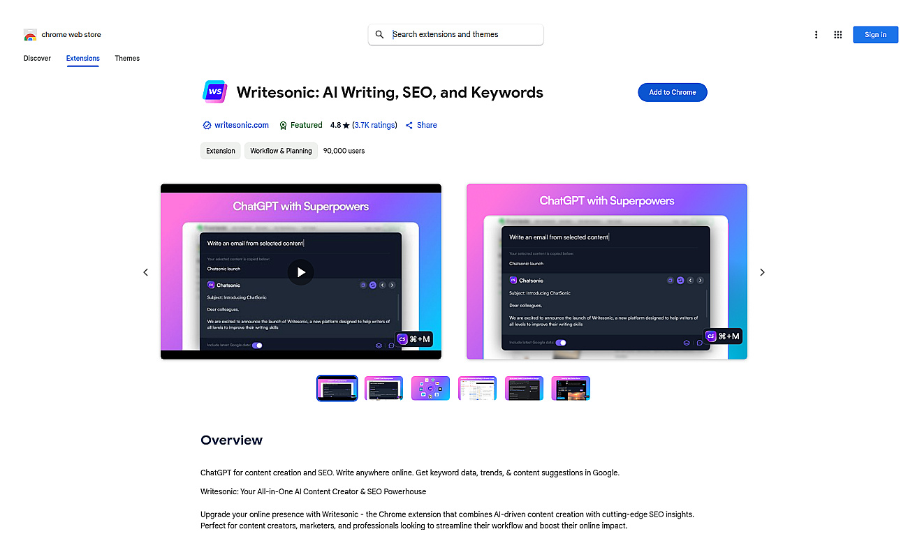ChatSonic Chrome Extension