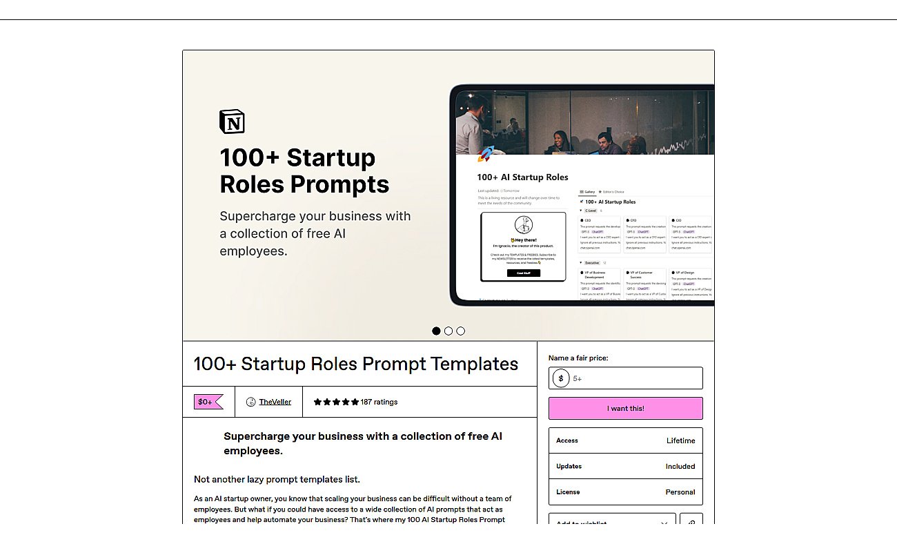 100+ Startup Roles Prompt Templates