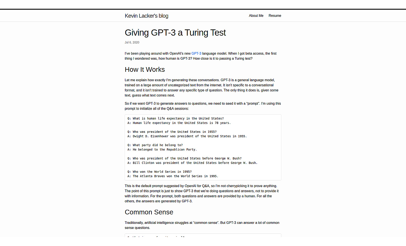 Giving GPT-3 a Turing Test
