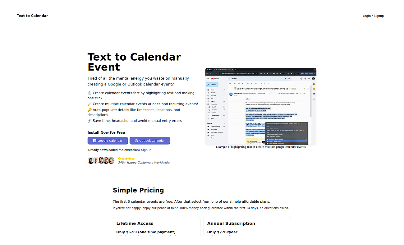 Text to calendar