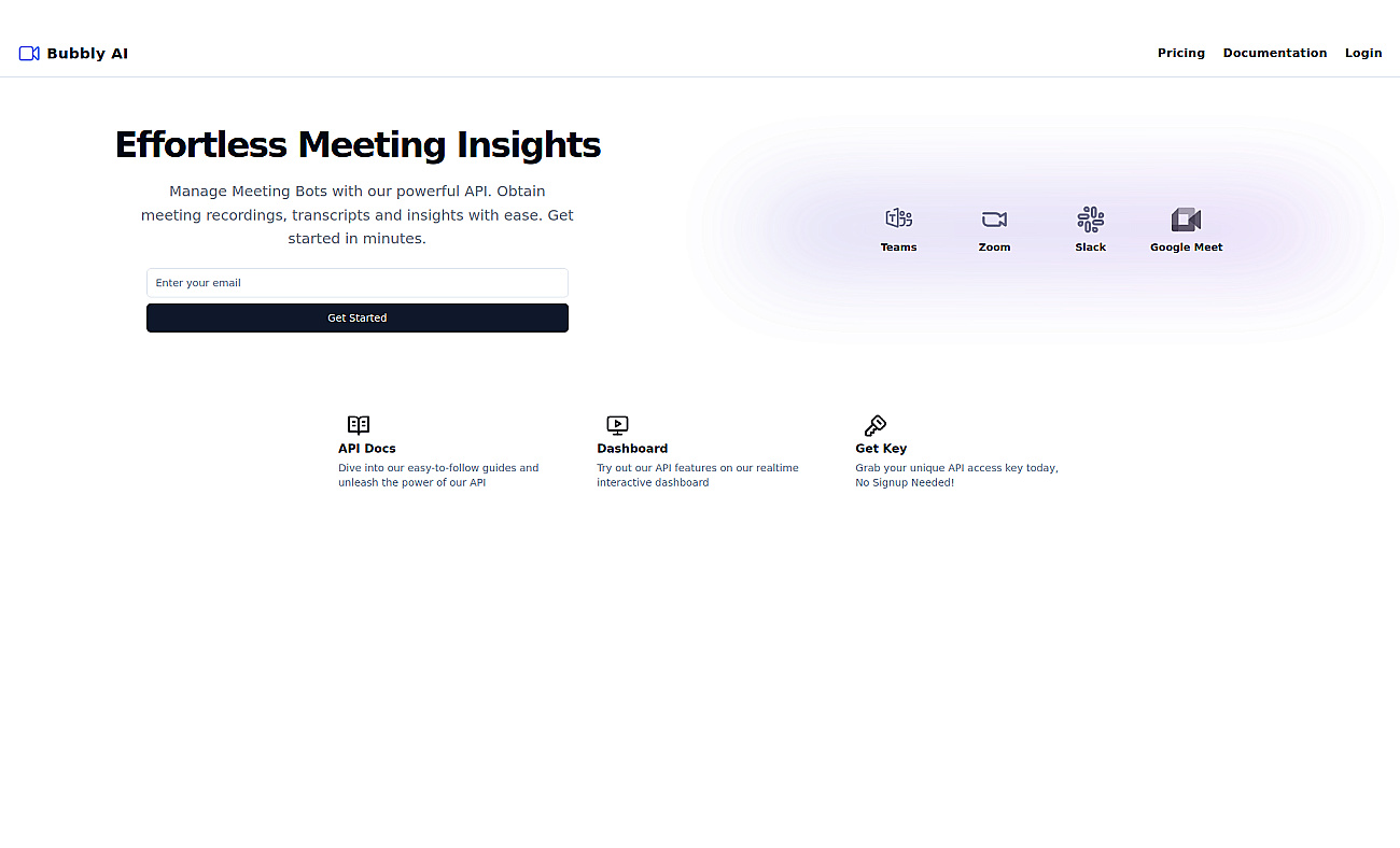 Bubbly Meeting Api