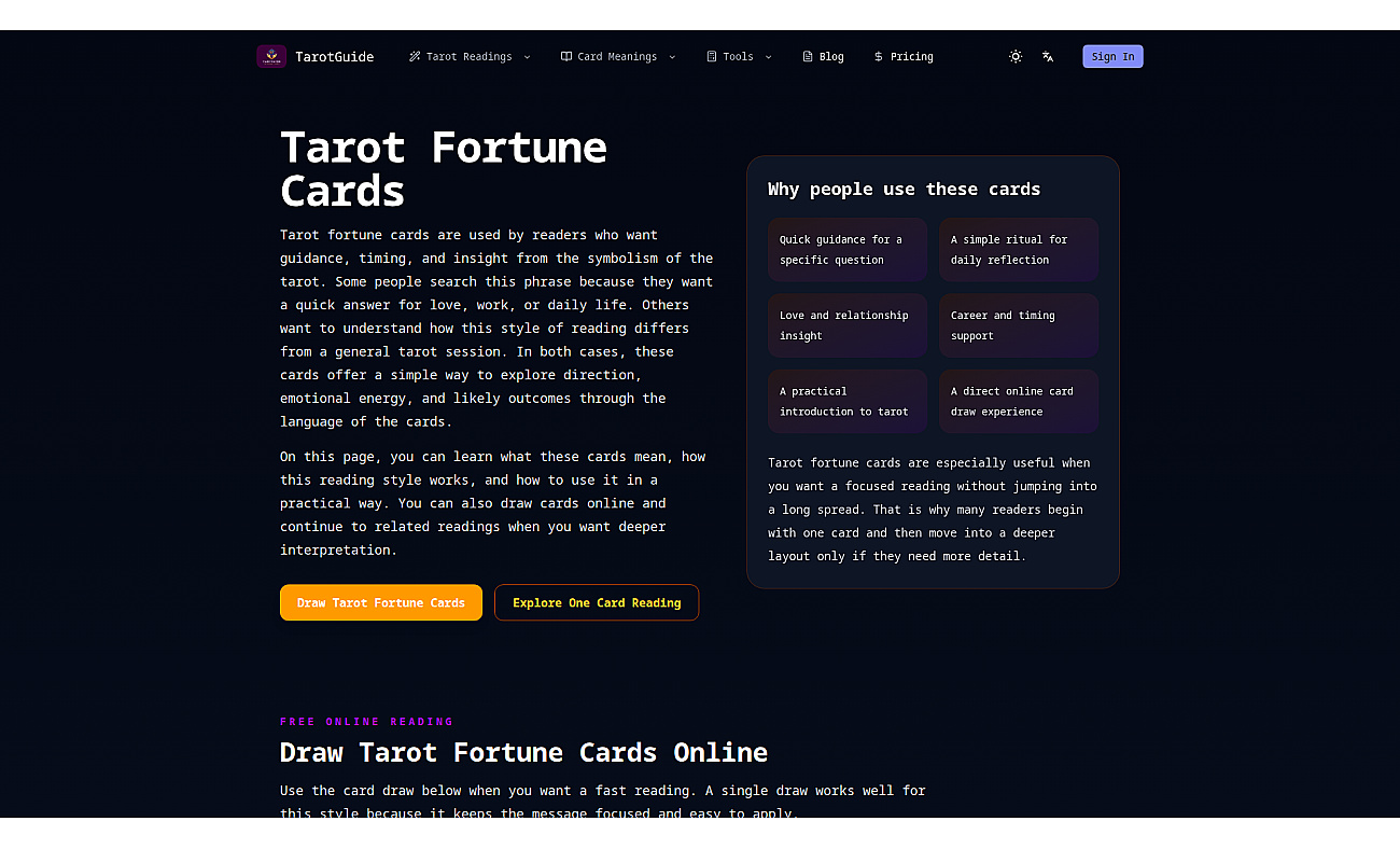 Tarot Fortune Cards by TarotGuide.net