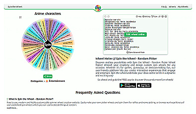 Anime characters  | Spin the Wheel