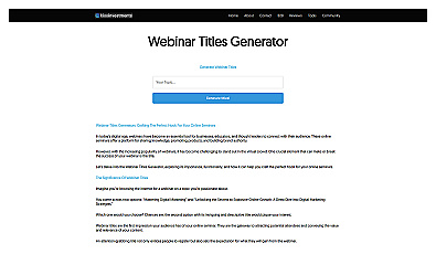 Webinar Titles Generator