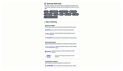 Startup Tools List