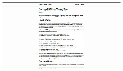 Giving GPT-3 a Turing Test