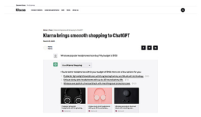 Klarna ChatGPT plugin