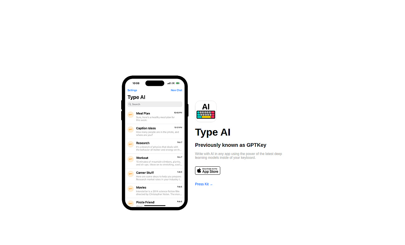 GPTKey screenshot