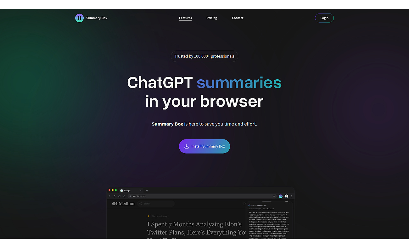 Summary Box screenshot