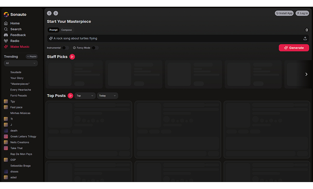 Sonauto Platform screenshot