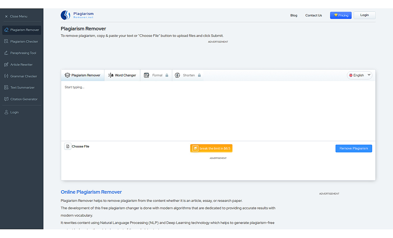 Plagiarismremover screenshot
