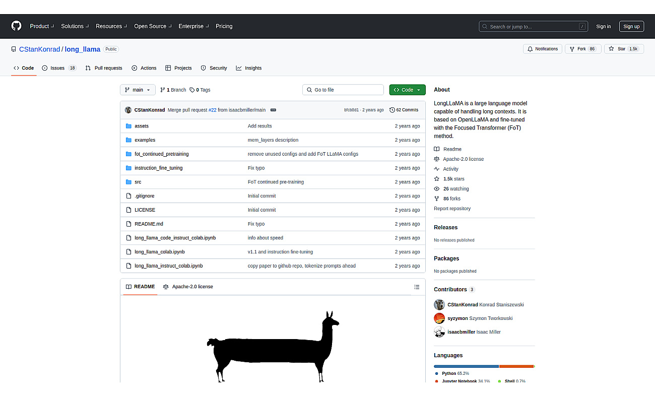 LongLLaMa screenshot