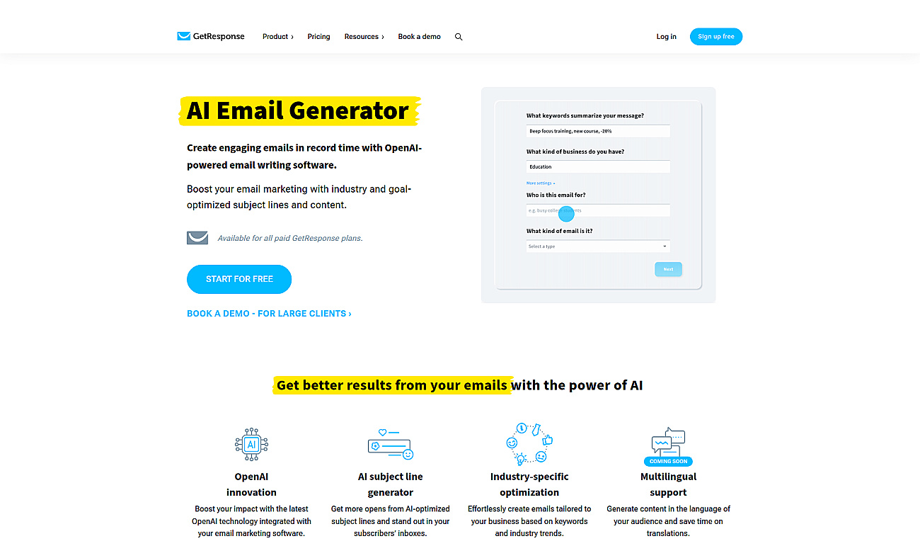 GetResponse Email Generator screenshot