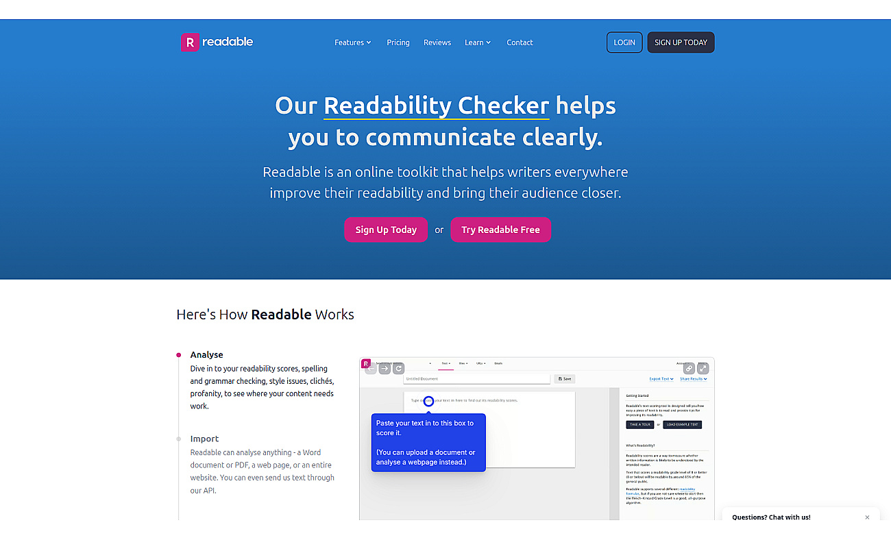 Readable.io screenshot