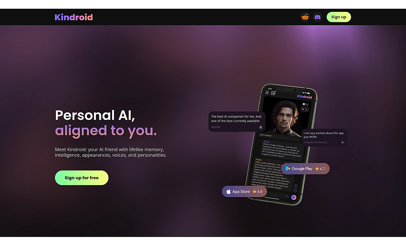 Kindroid screenshot