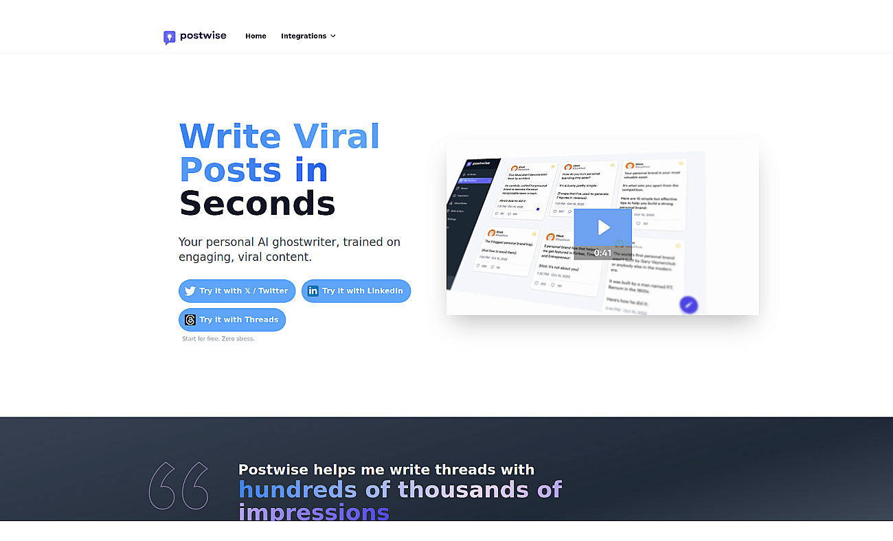 Postwise screenshot