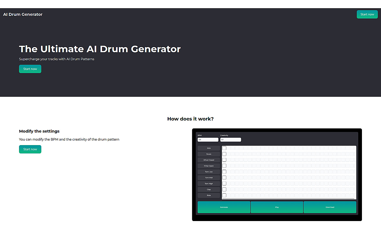AI Drum Generator screenshot