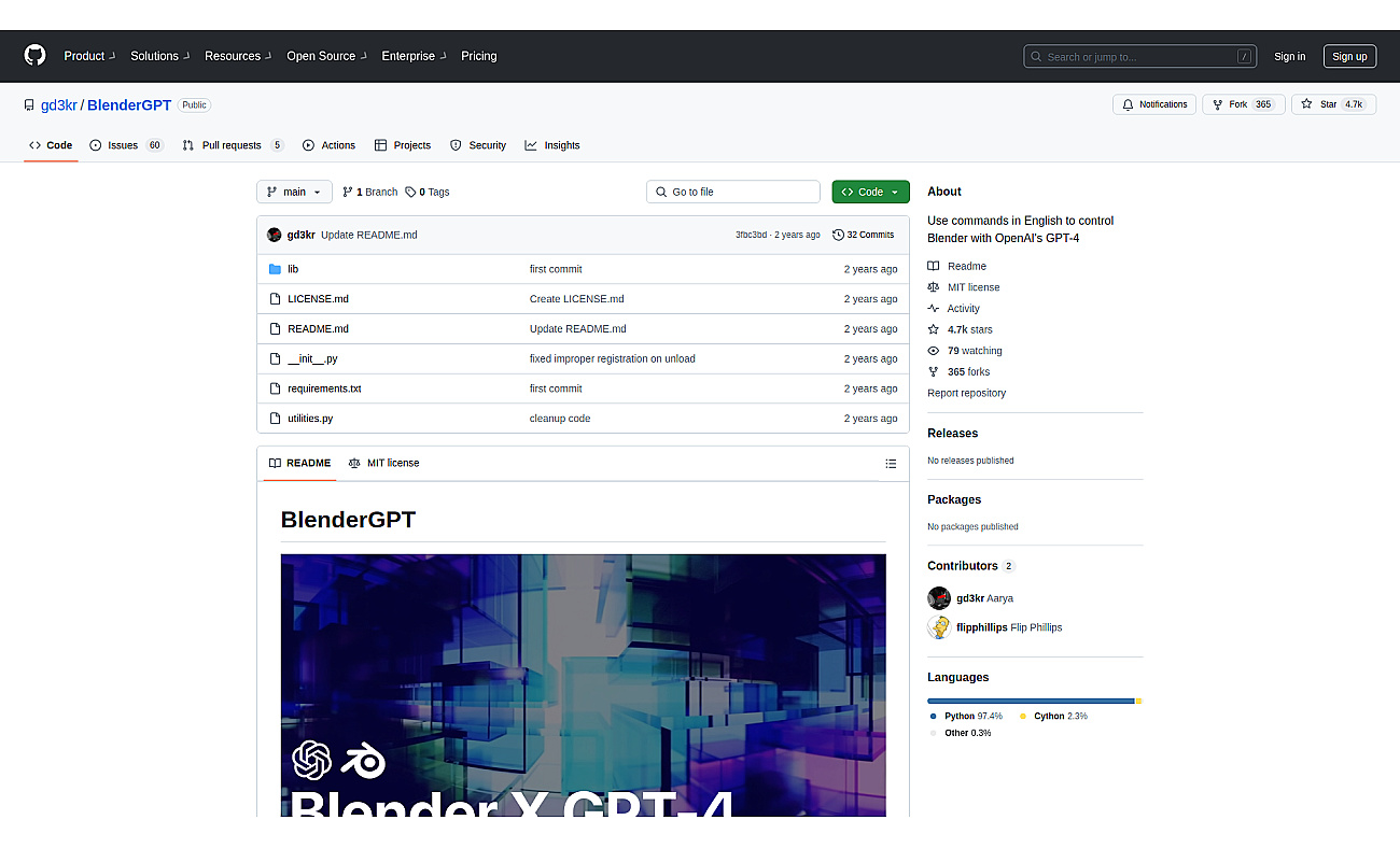 BlenderGPT screenshot