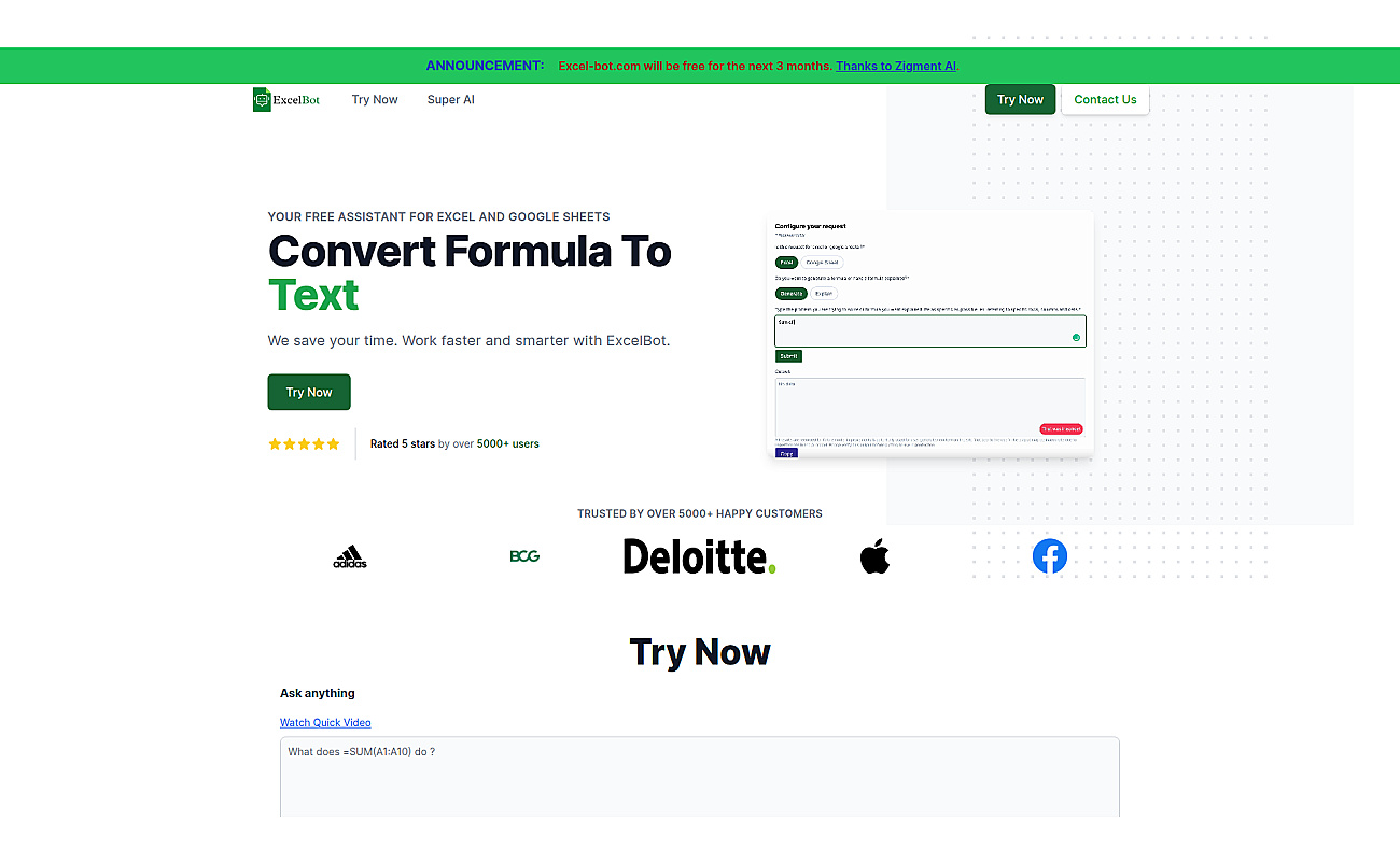 Excel-bot.com screenshot