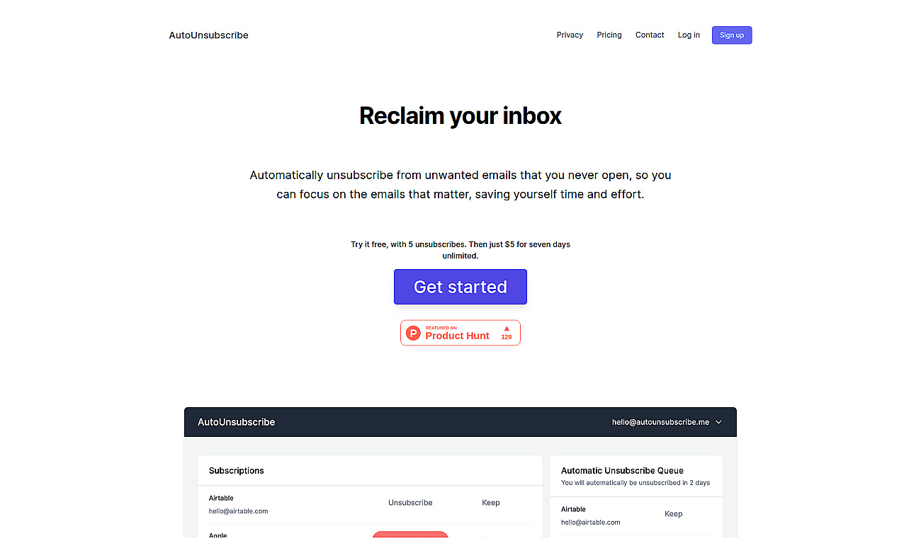 AutoUnsubscribe screenshot