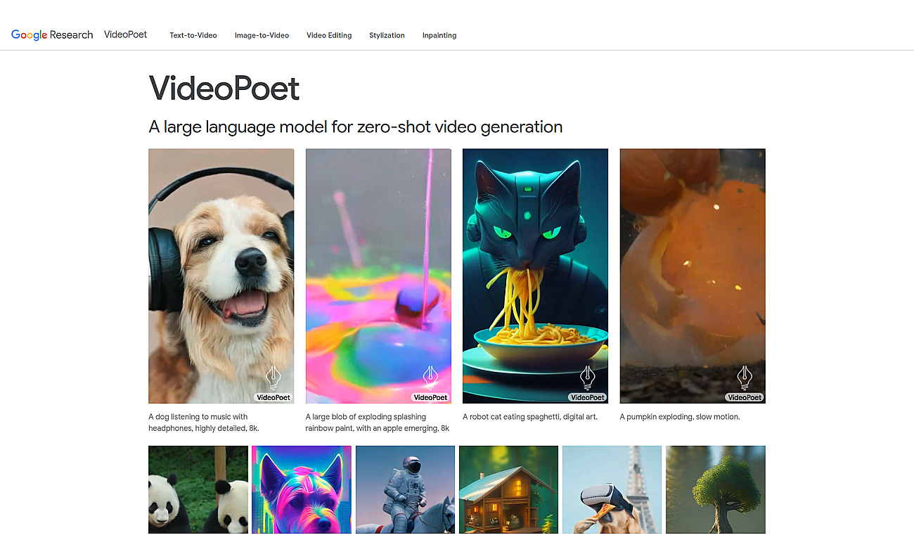 VideoPoet by Google screenshot