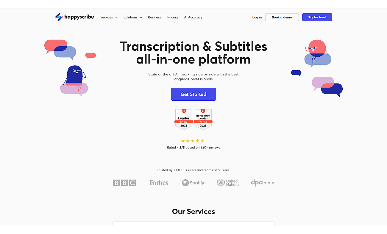 HappyScribe screenshot