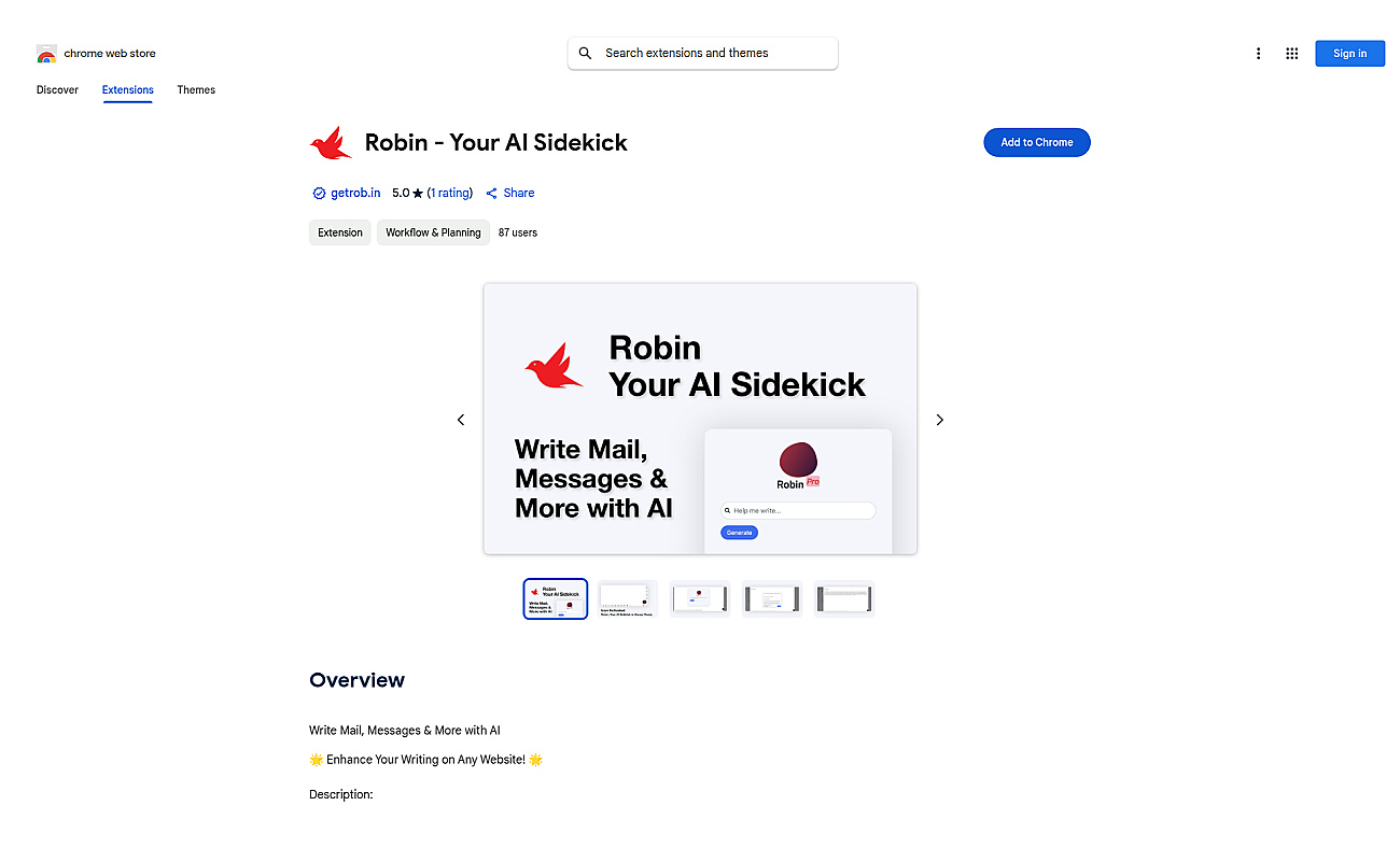 Robin Sideckick screenshot
