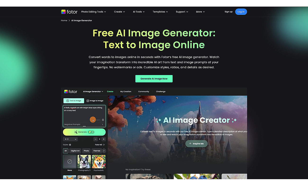 Fotor image generator screenshot