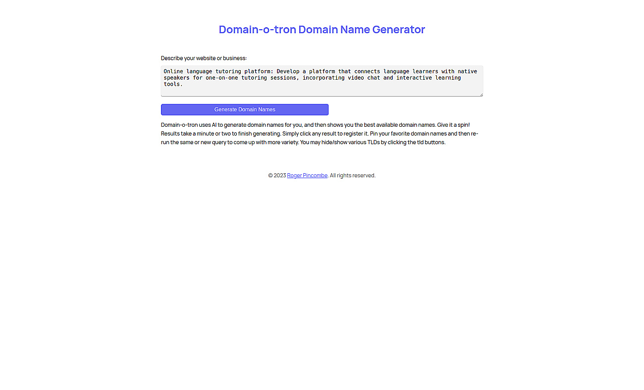 Domainotron screenshot