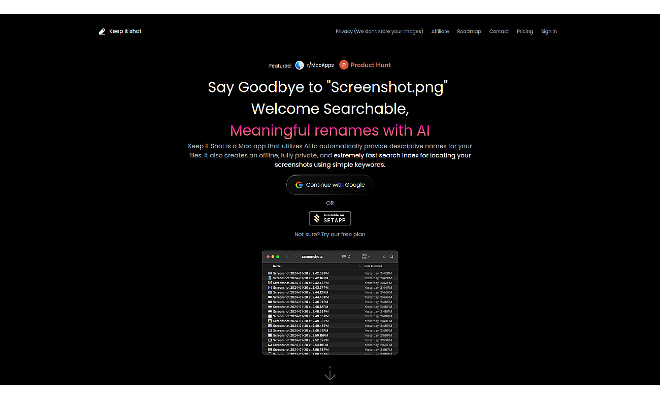 Keep it shot screenshot