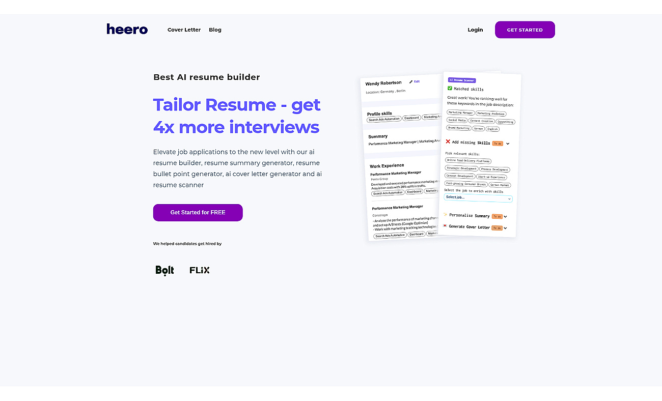 Career Heero screenshot