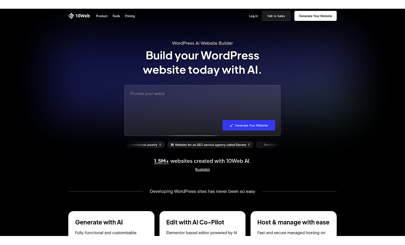 10Web AI Assistant for WordPress screenshot