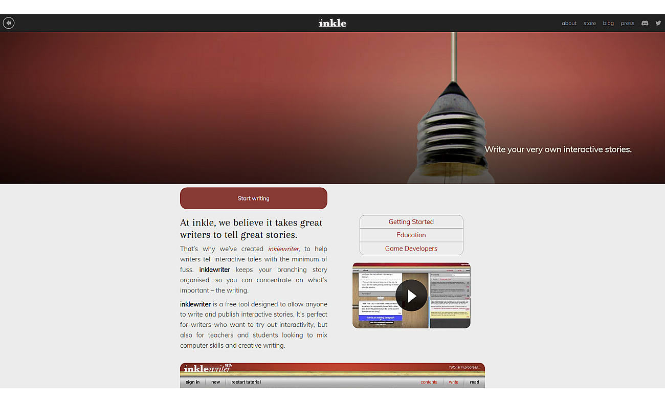 Inklewriter screenshot