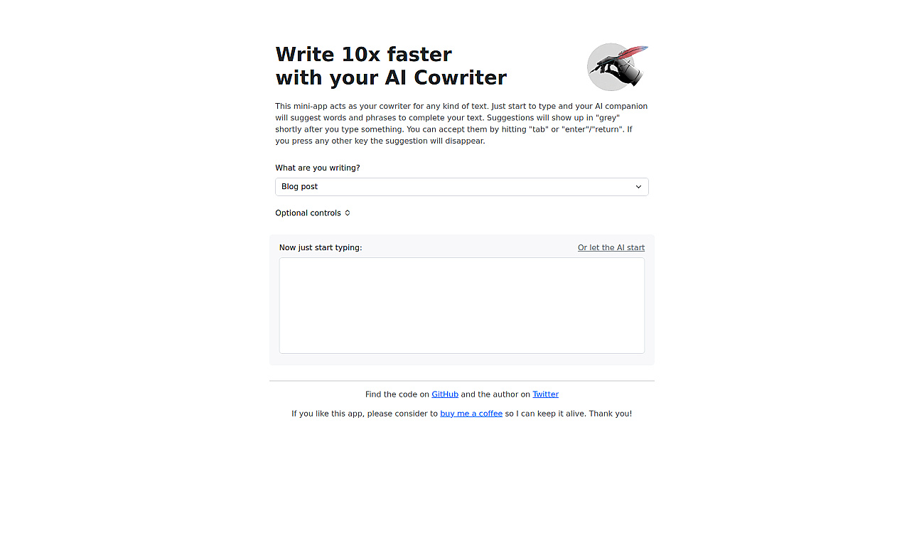 AI Cowriter screenshot