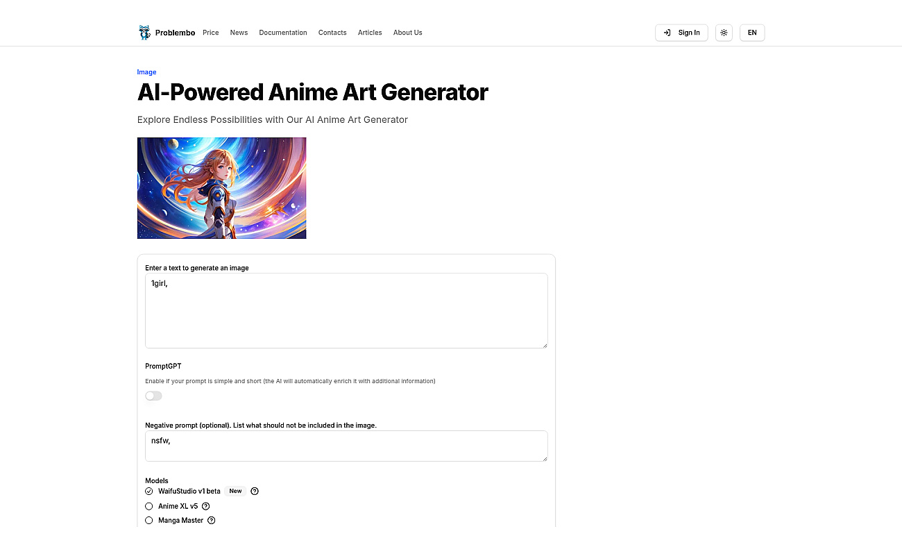 Problembo Anime Generator screenshot