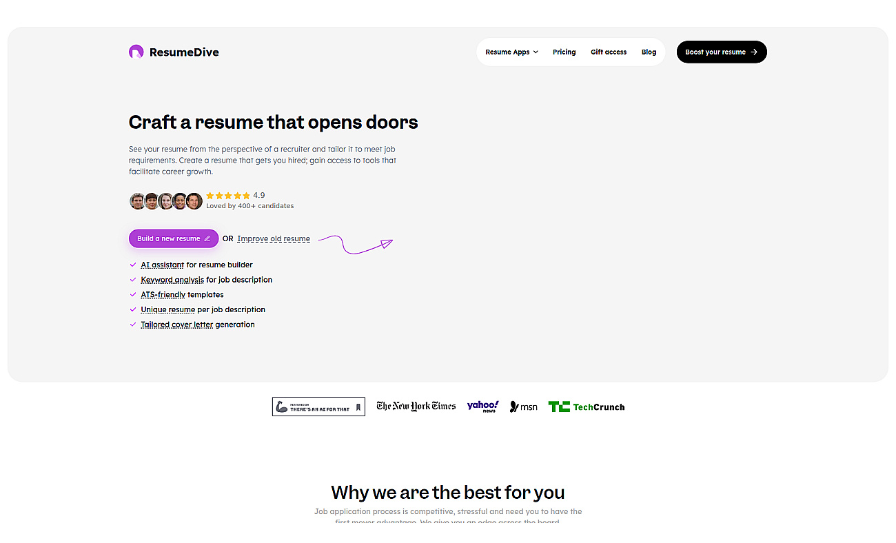 ResumeDive screenshot