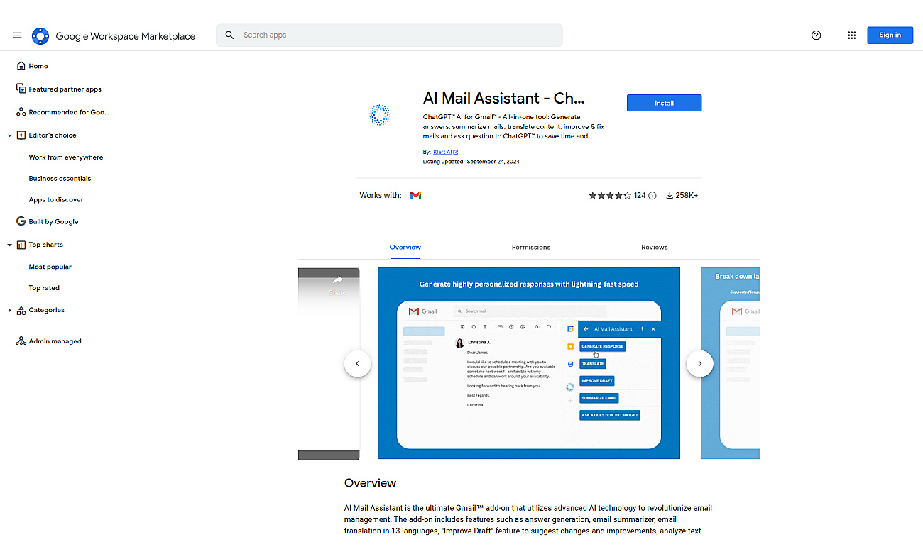 AI Mail Assistant screenshot