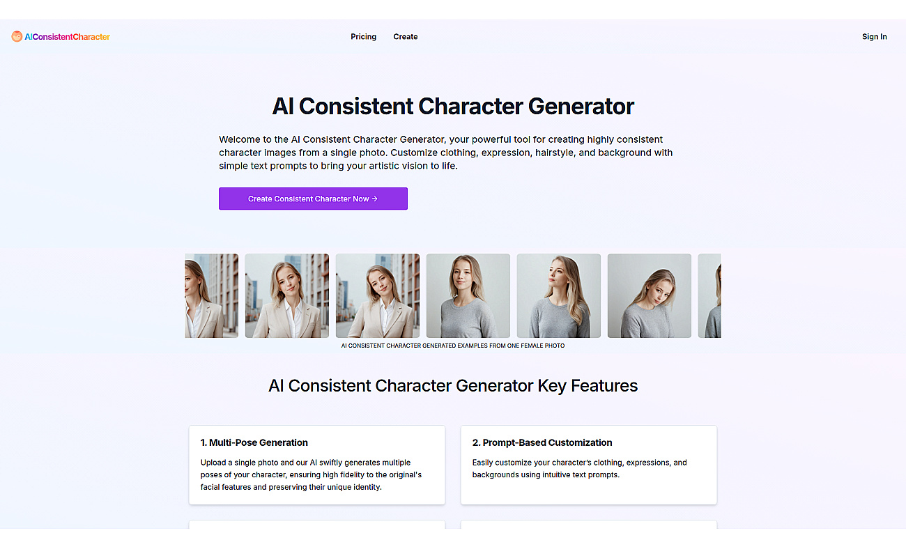 Consistent Character Generator screenshot