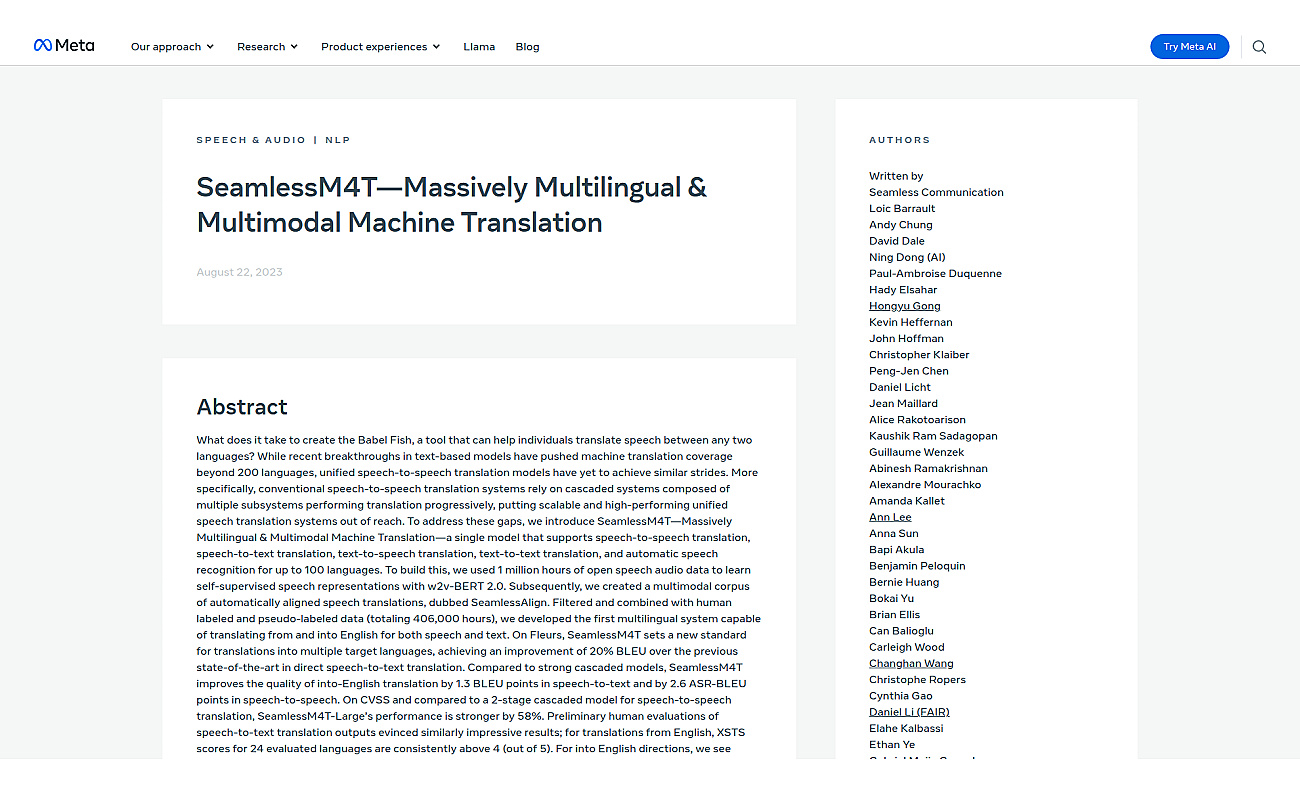 SeamlessM4T screenshot